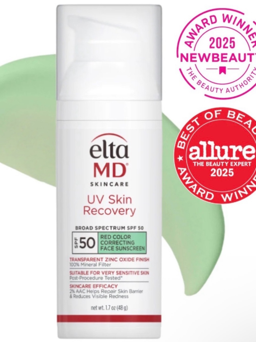 New EltaMD UV Skin Recovery SPF 50 - Green Correcting Face Sunscreen